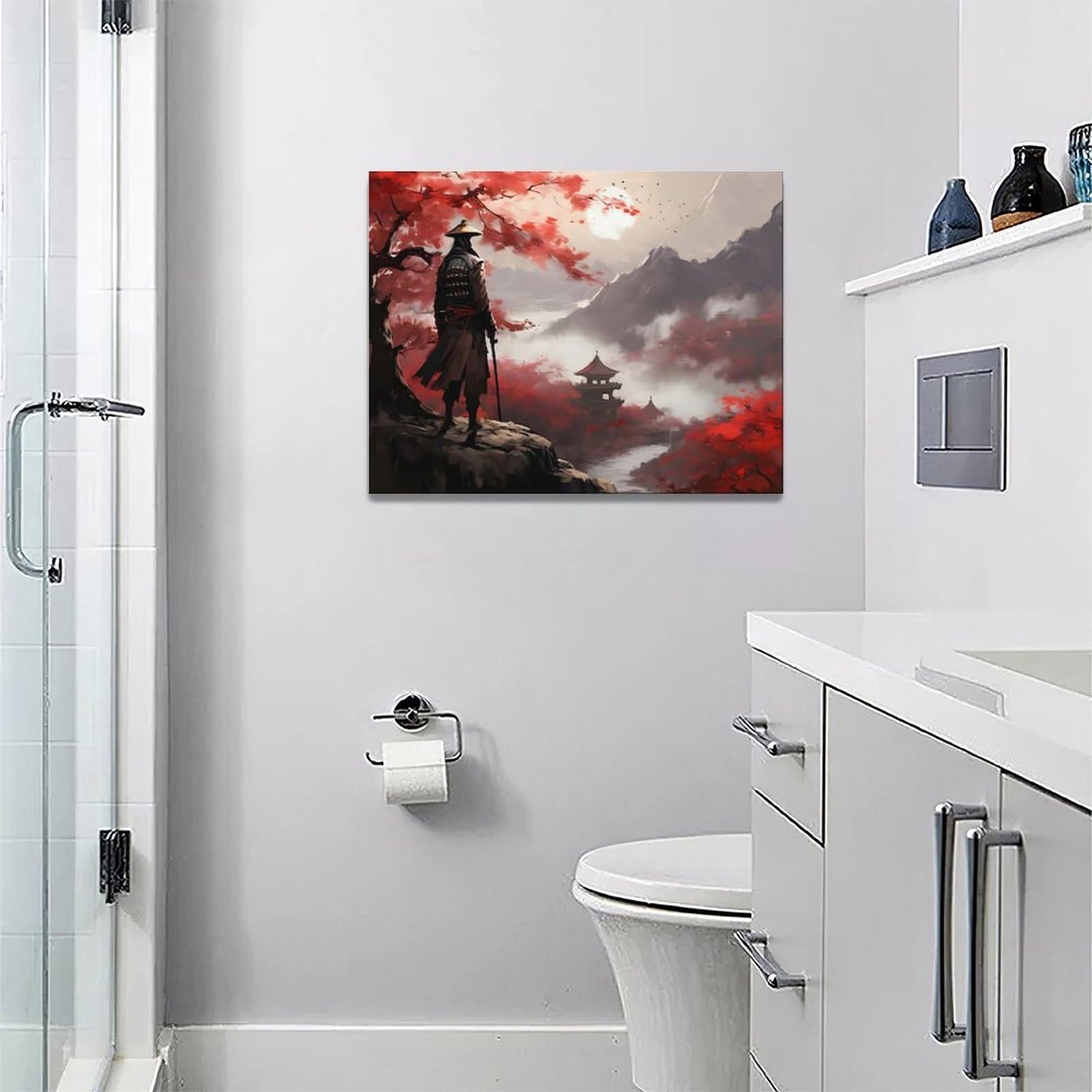 Japanese Bushido Wall Art Red Samurai Pictures Wall Decor Ancient